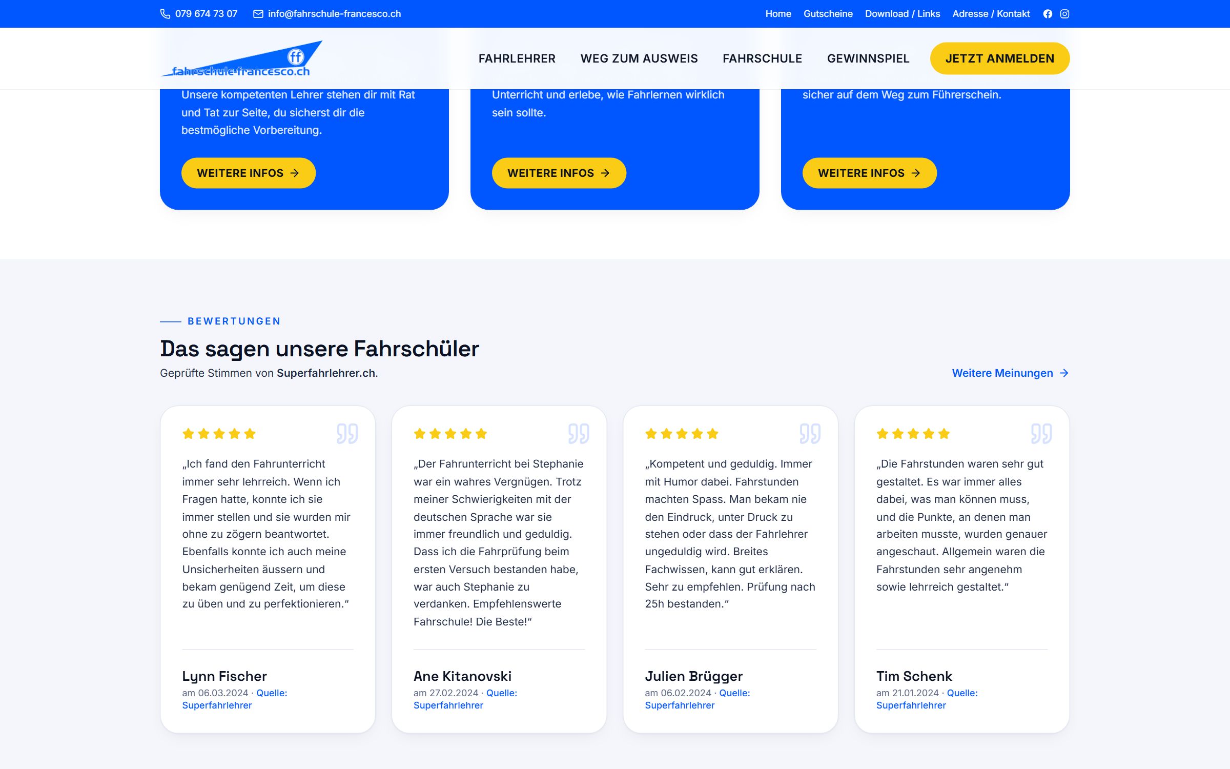 Fahrschule Francesco offers and courses