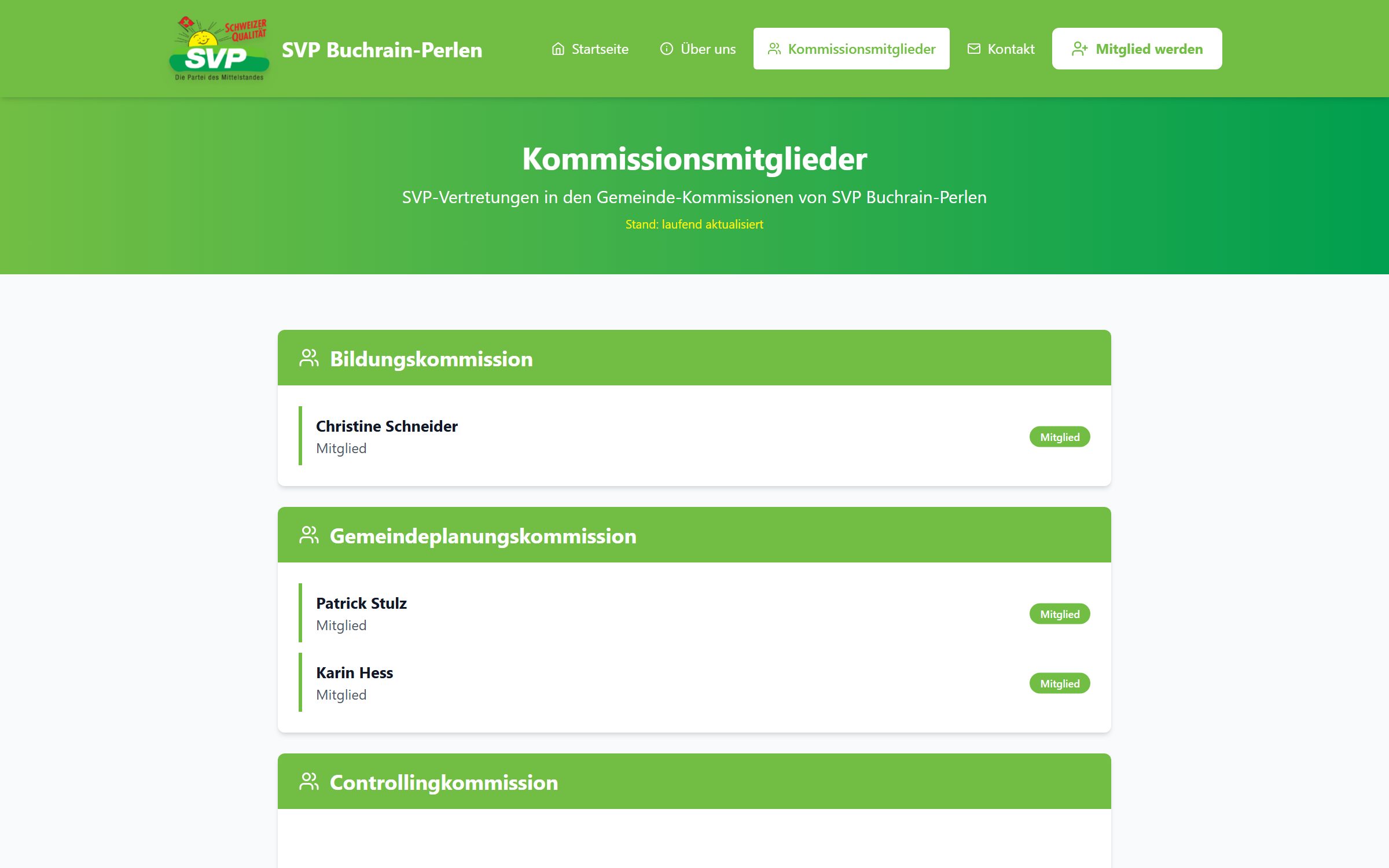 Team und Kommissionen